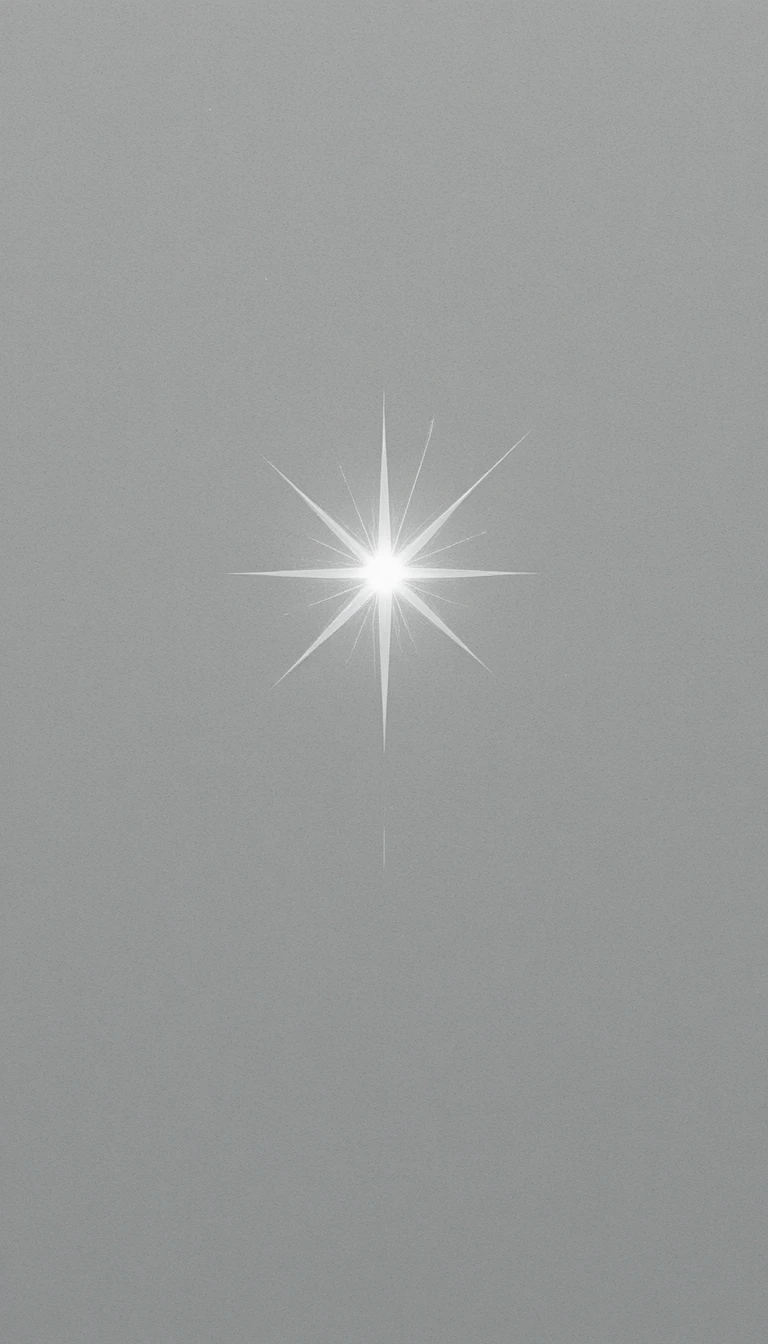 Minimalist glowing star illustration on a soft gray background