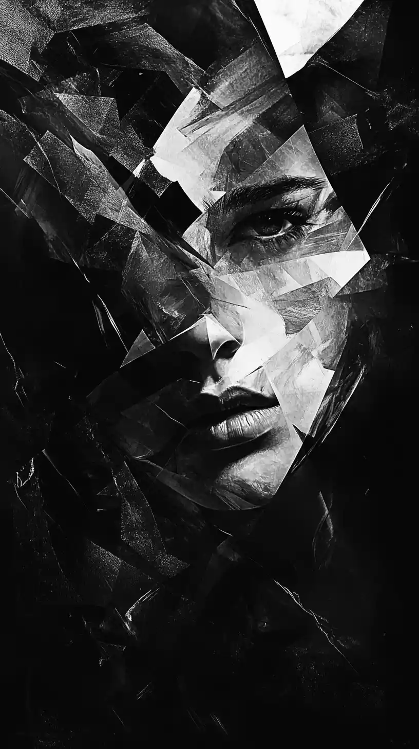 Abstract surreal watercolor forms in dark chaotic composition