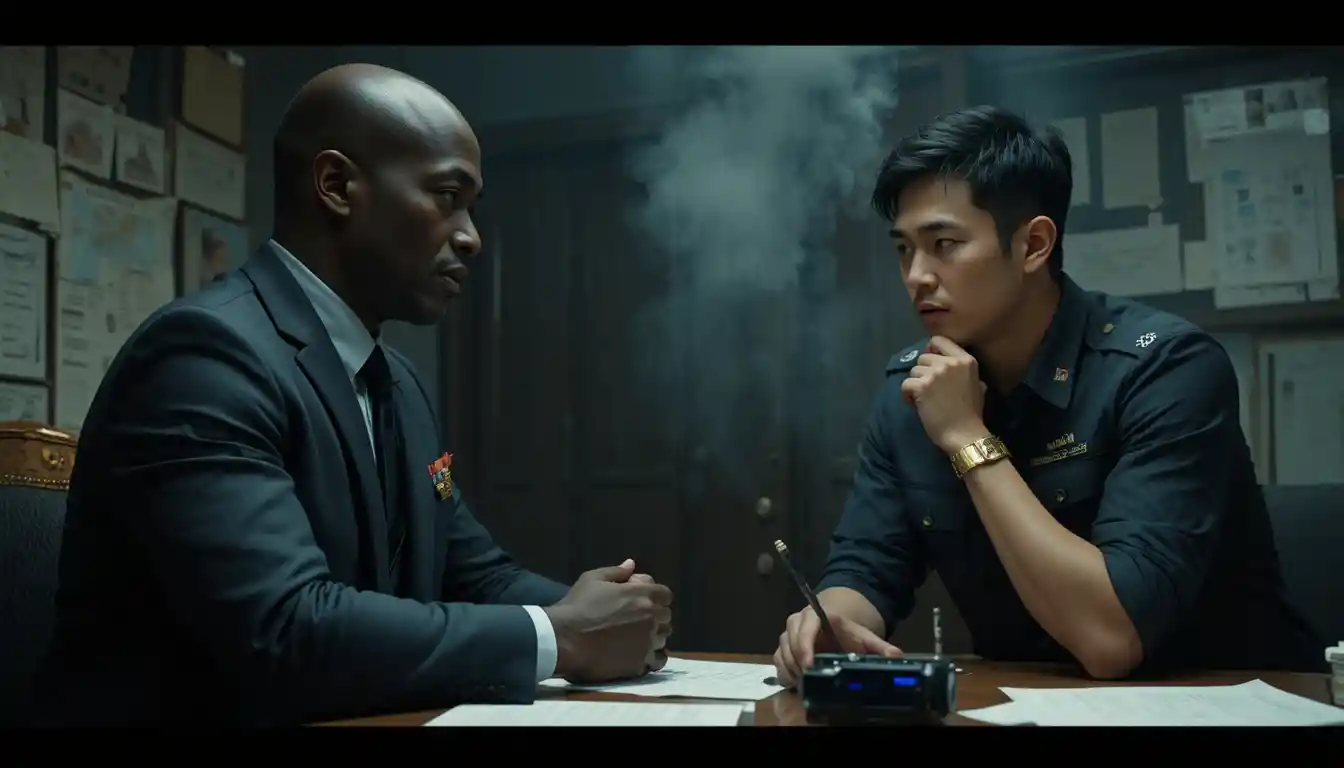 Tense meeting in a cramped Taiwanese police station office