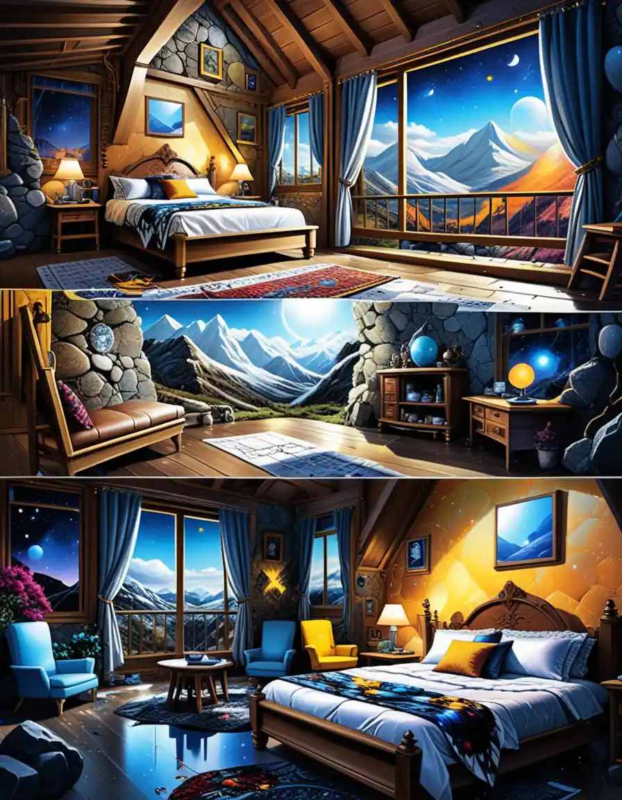 Isometric Diorama Of A Frame Mountain Cabin Interior And Exterior