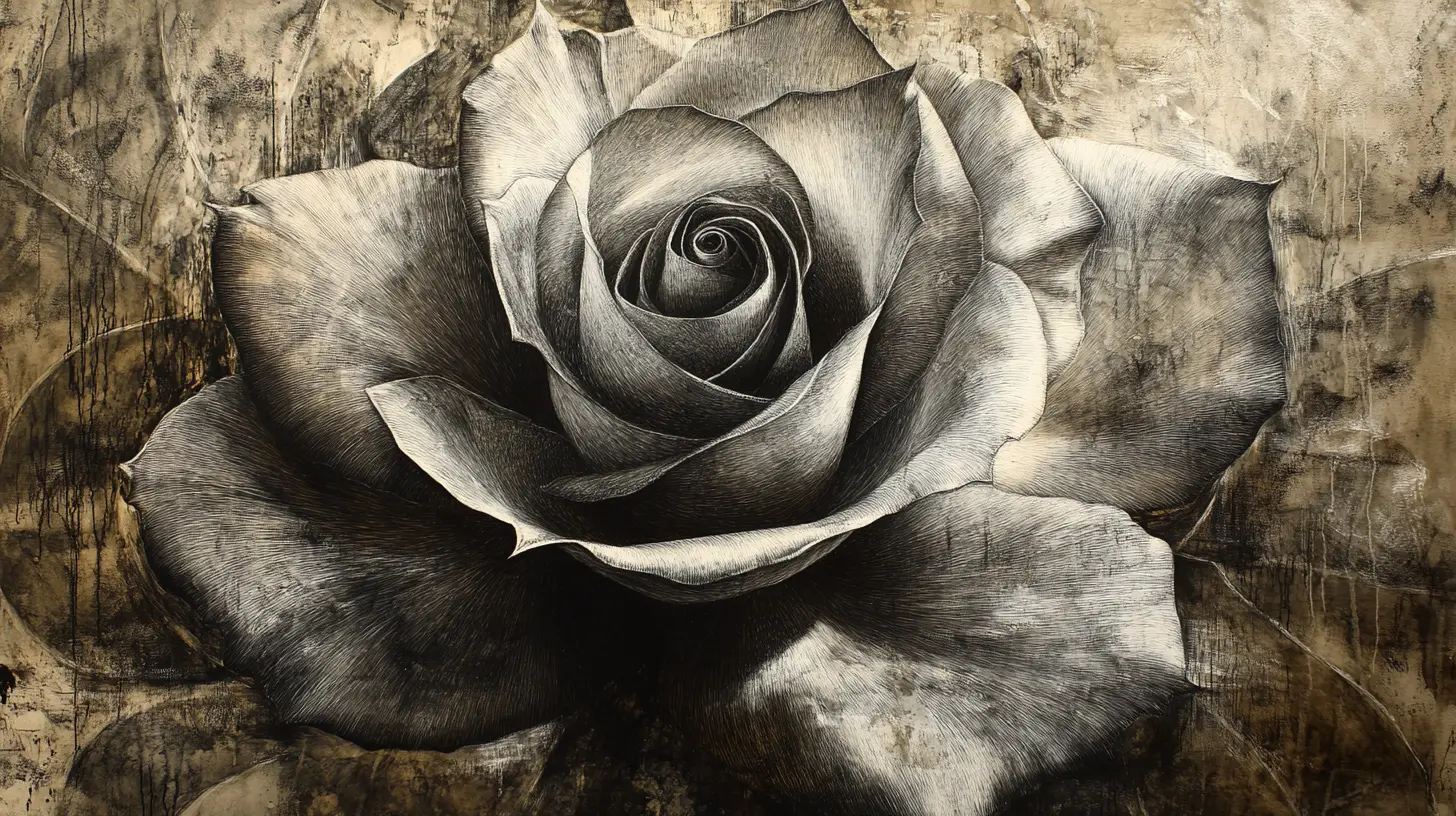 Abstract mixed media close up of a mysterious flower