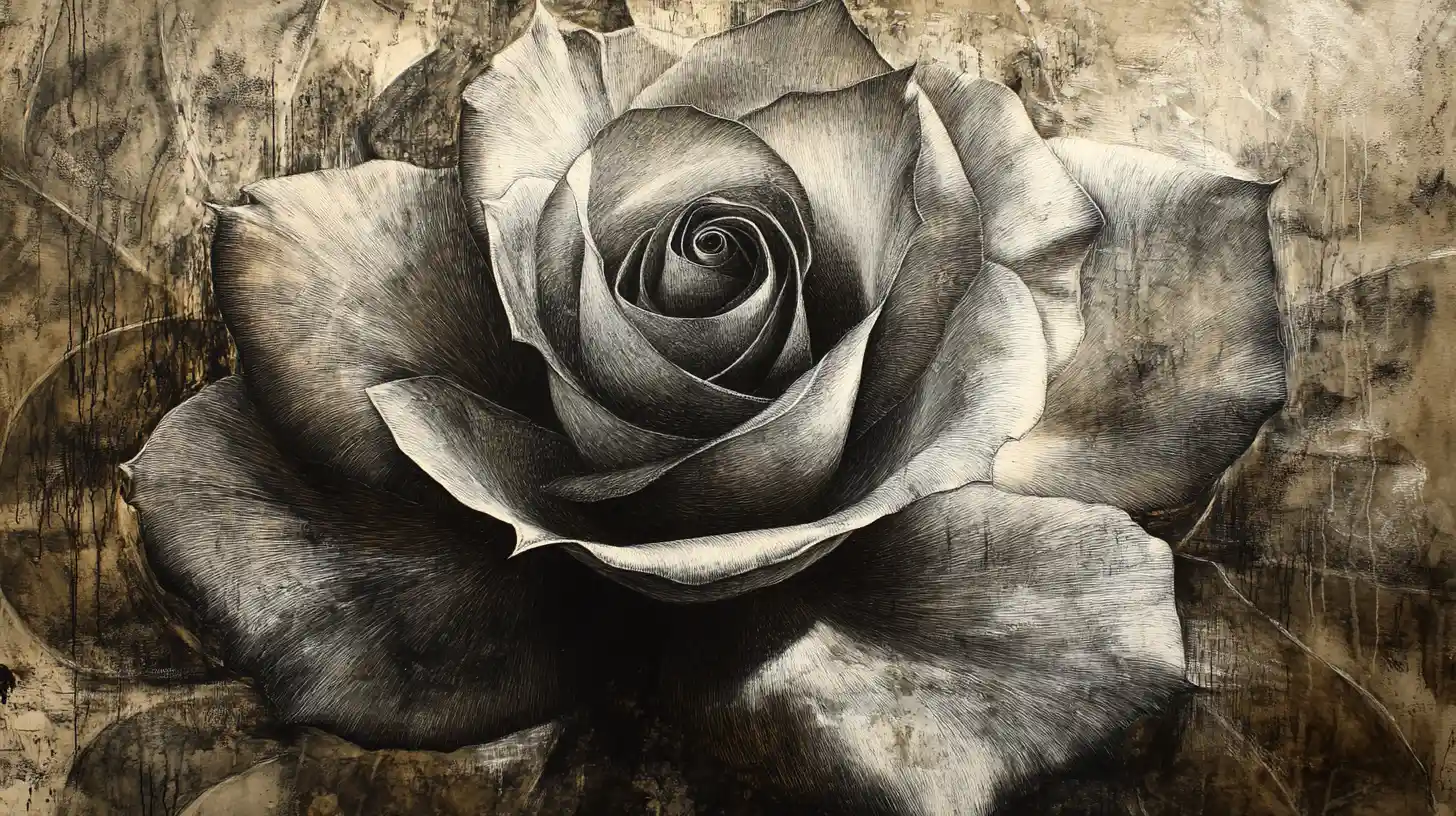 Abstract mixed media close up of a mysterious flower