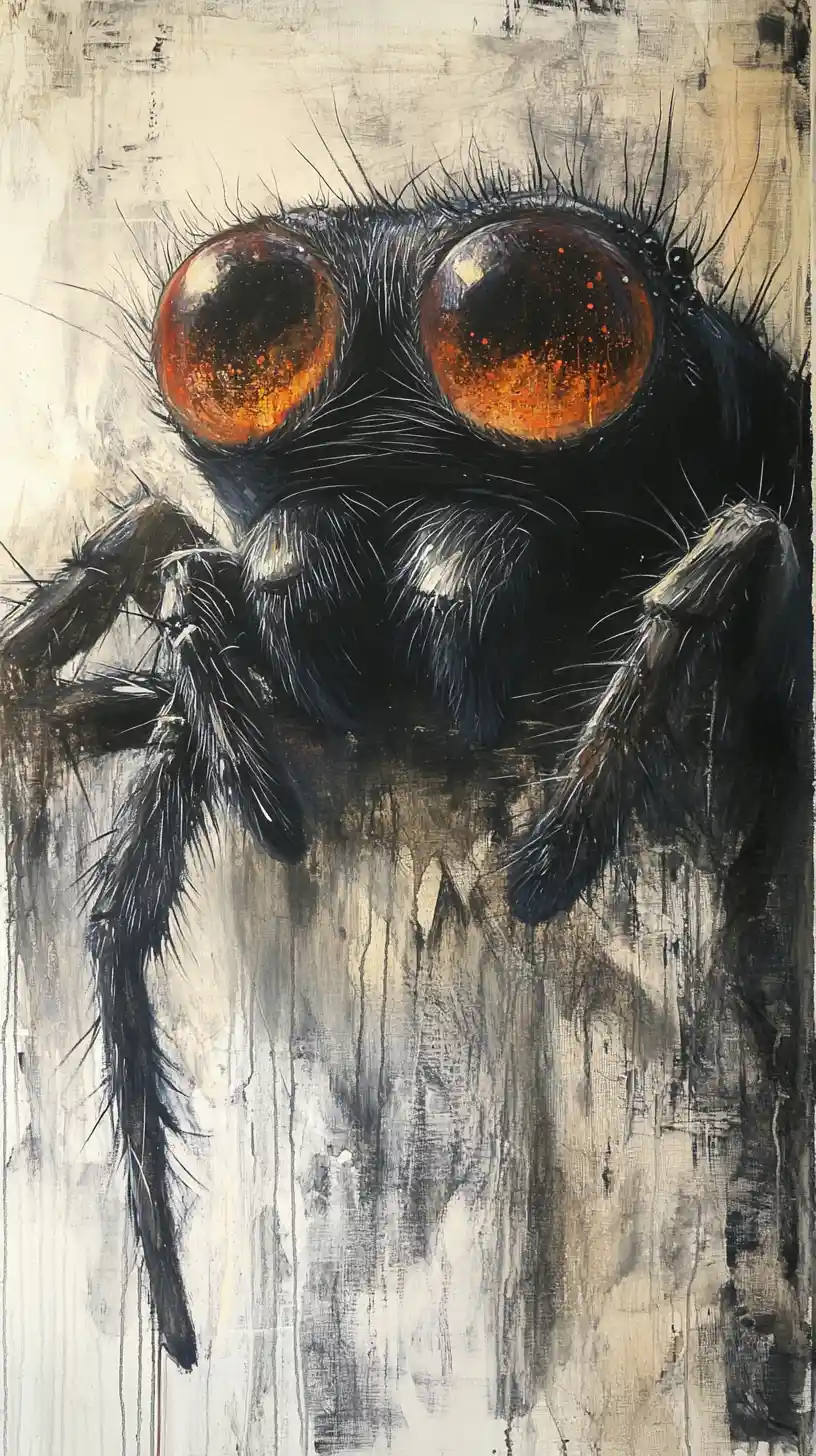 Surreal close up spider with reflective mysterious eyes