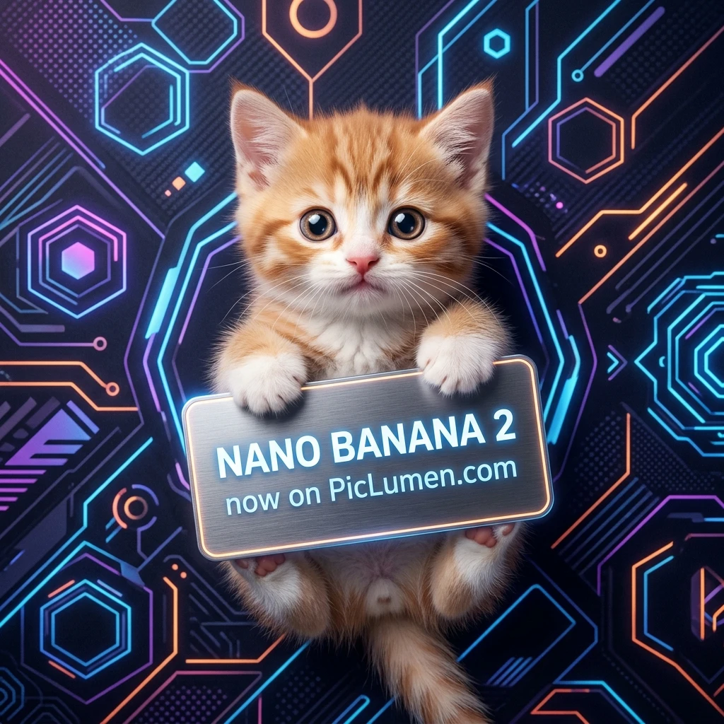 Mockup de gata chibi fofa segurando placa metálica futurista