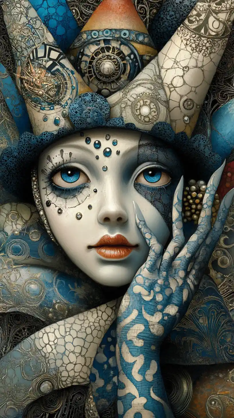 French mime in a surreal dreamlike fantasy world
