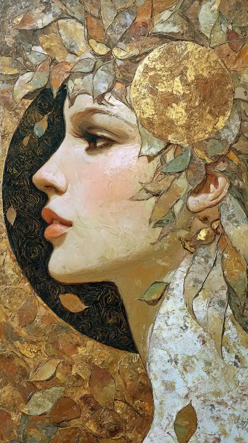 Fantasy woman embodying balance at the spring equinox