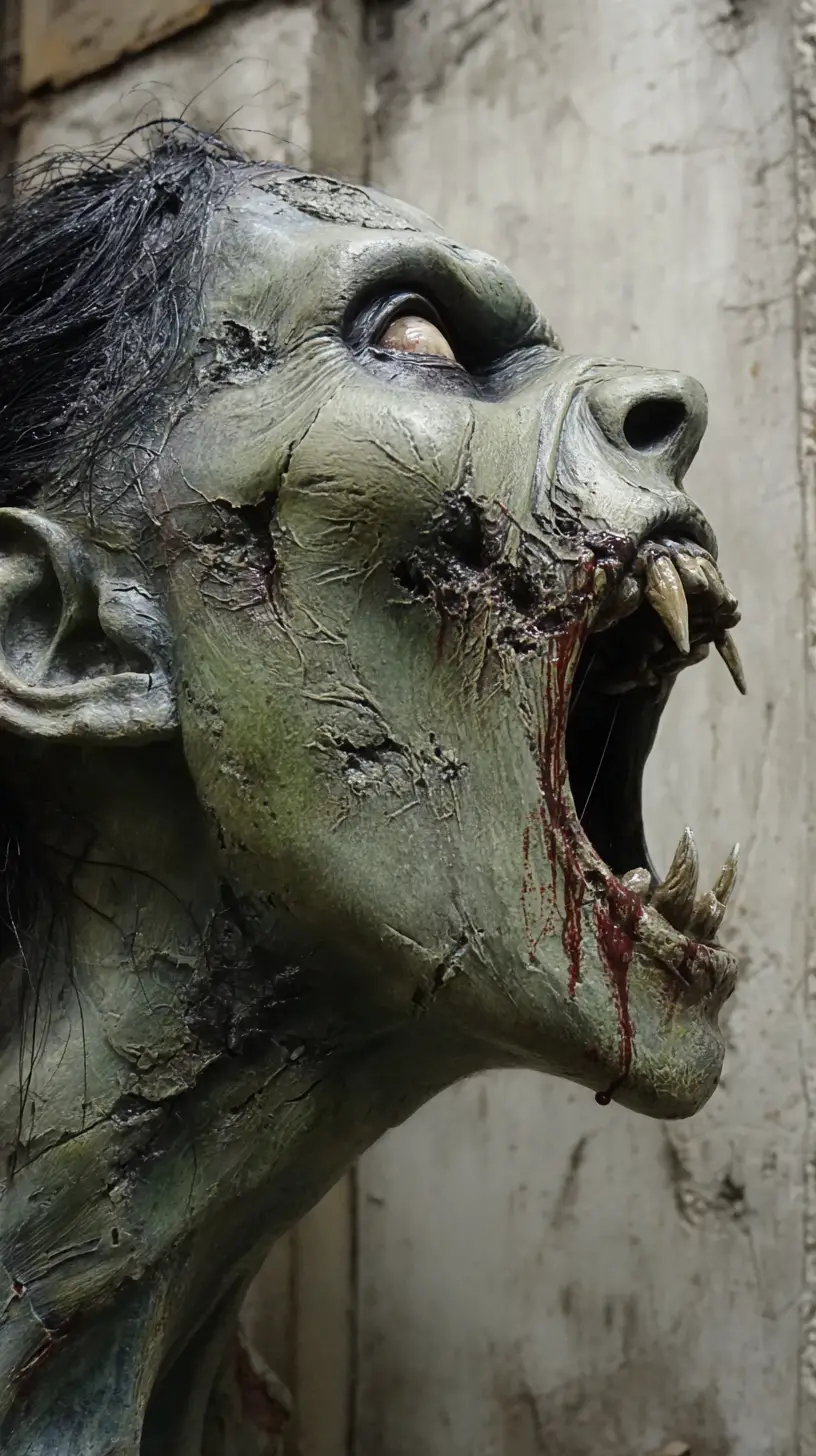 Terrifying Side Profile Of Screaming Undead Monster Face