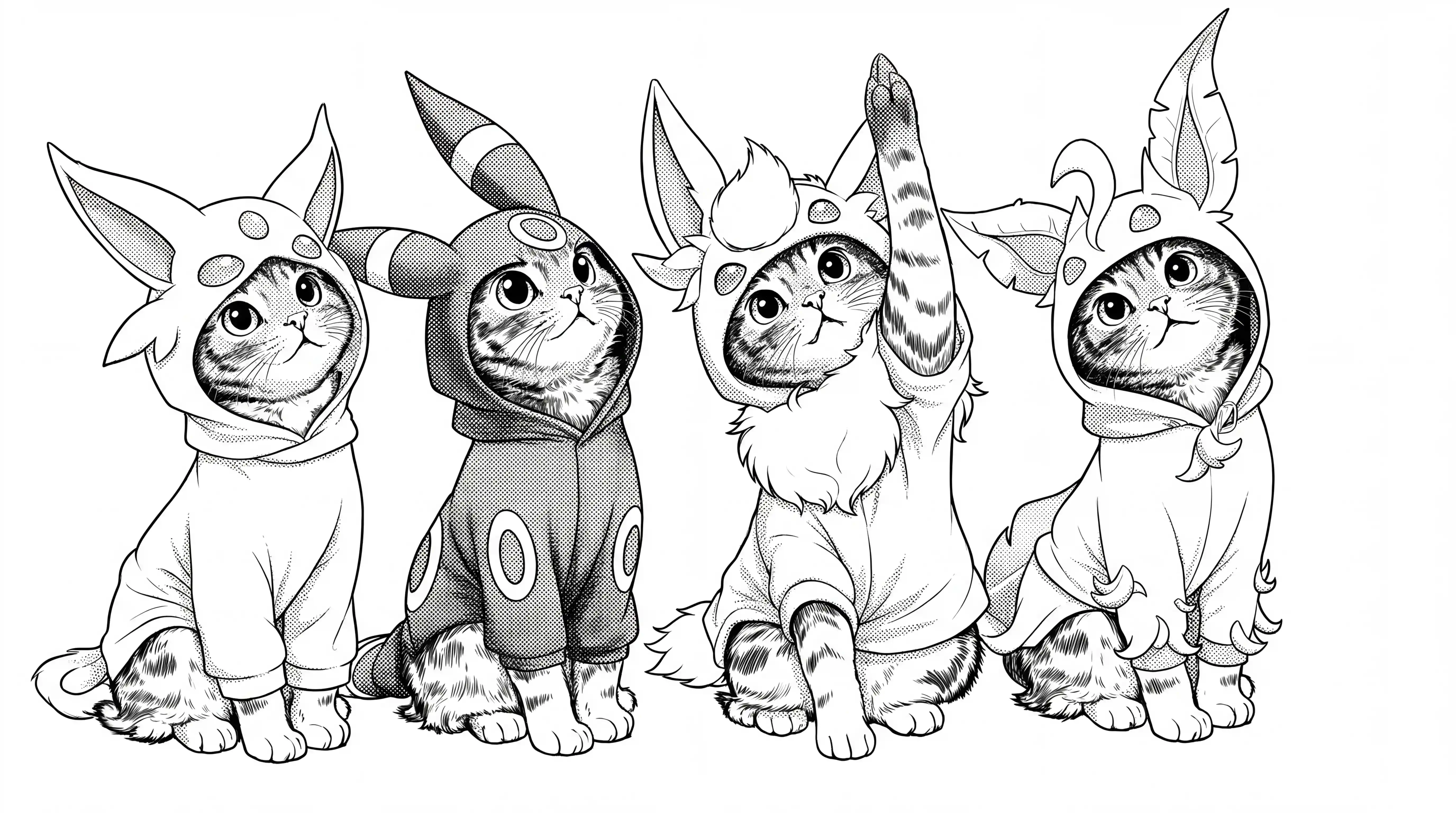 Manga style cat coloring page with clean ink linework