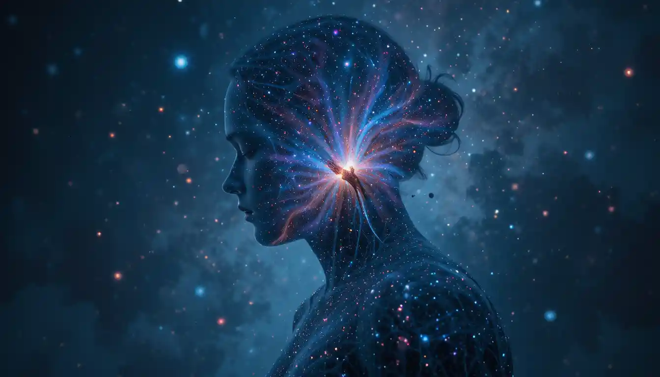 Human Silhouette Filled With Stars And Cosmic Galaxy
