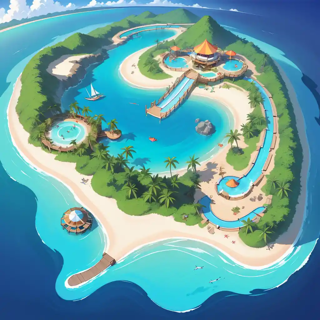 Aerial Satellite View Of Crab Shaped Tropical Atoll