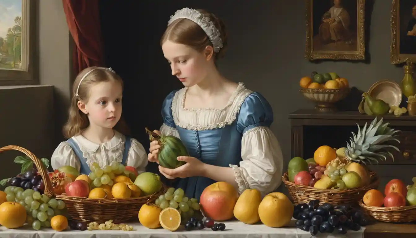 Famiglia che vende frutta e verdura in un mercato di strada