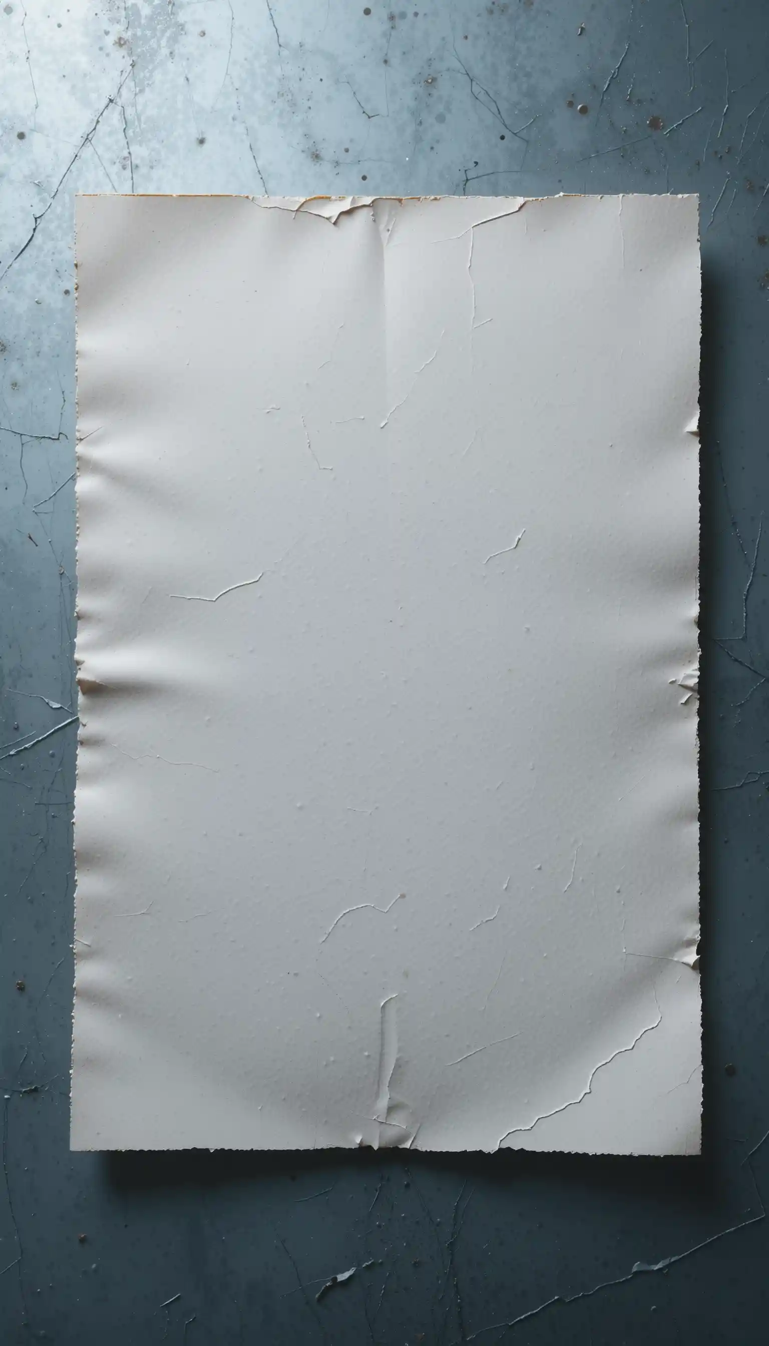 Atmendes Blatt aus hautähnlichem Papier auf kaltem Metall