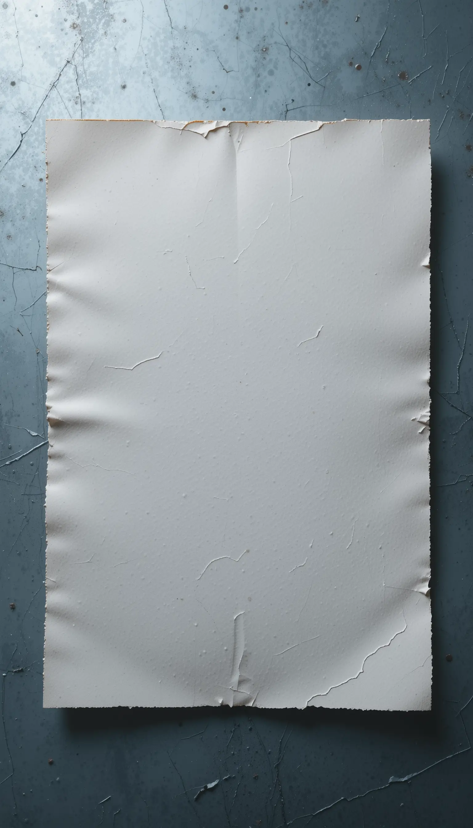 Breathing sheet of skin like paper on cold metal