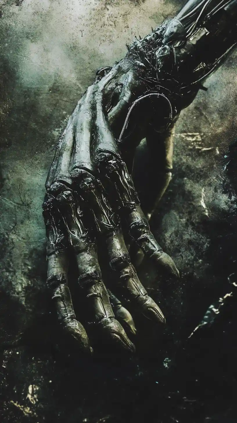 Human hands reaching toward unseen threatening weapons