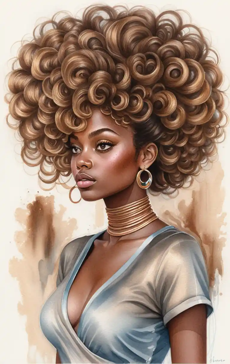 Colored pencil portrait of a stylish young Black woman
