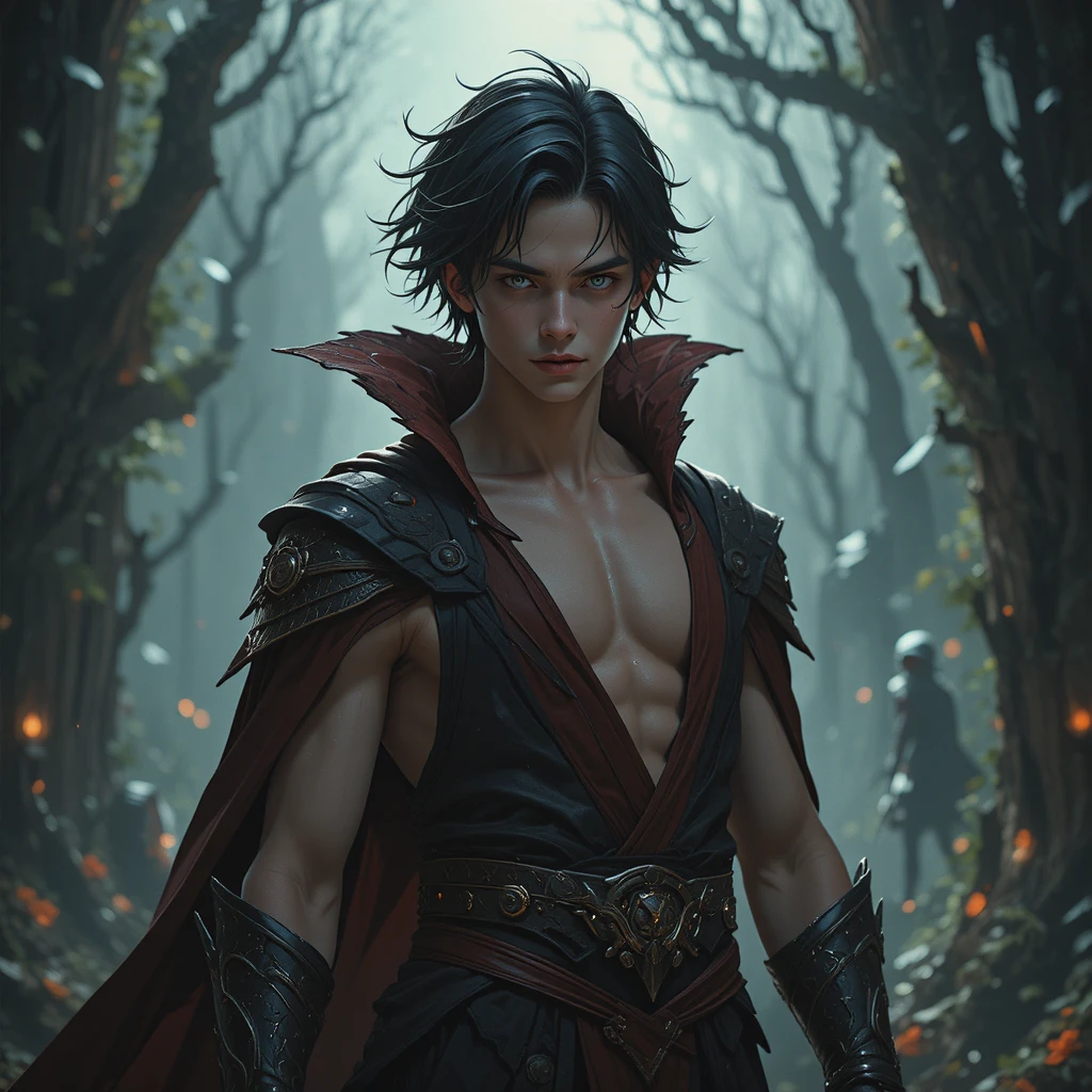 Young male vampire hero in a mystical fantasy universe