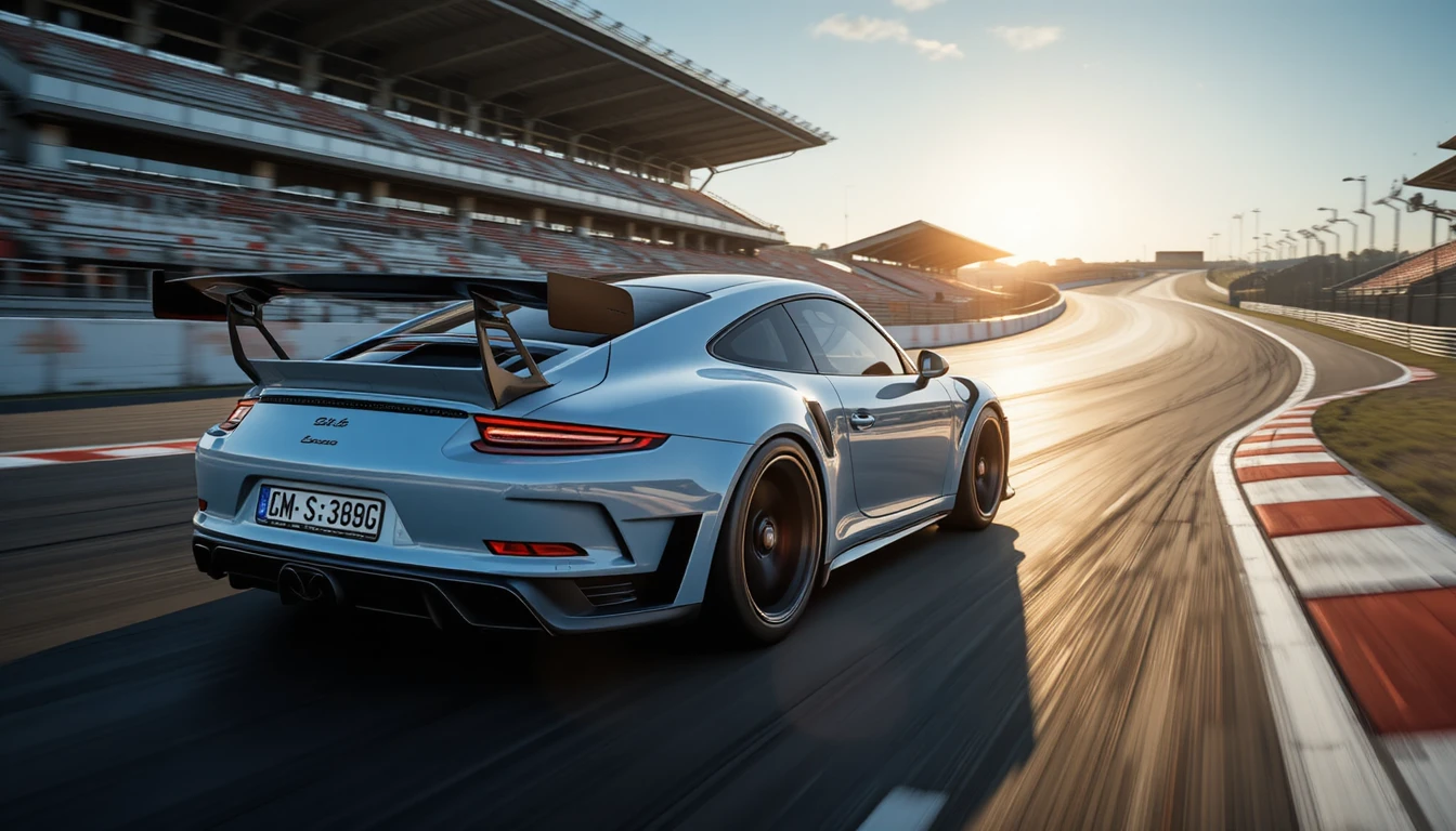 Porsche 911 GT3 in velocità su un circuito professionale