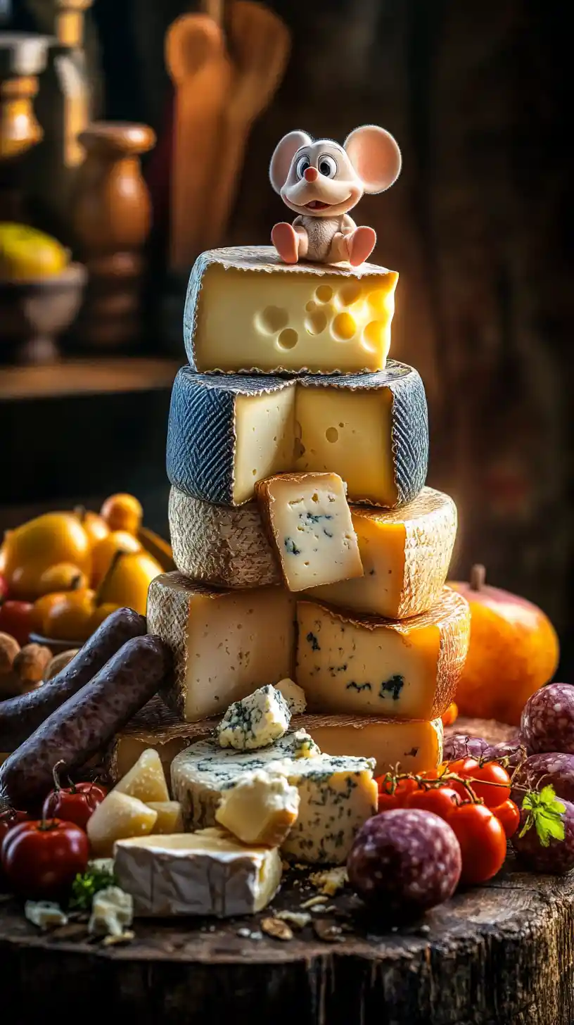 Dolce topolino con formaggio gourmet in una vecchia cucina rustica
