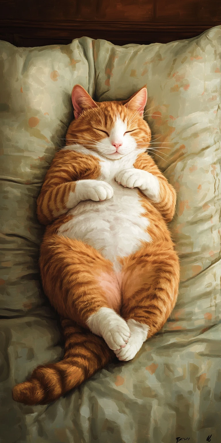 Gato fofo deitado no encosto da cama como um mini humano