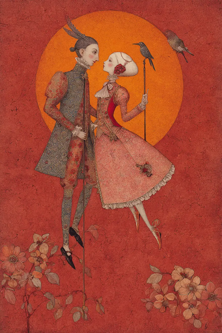 Surreal romantic heartscape filled with joy and love