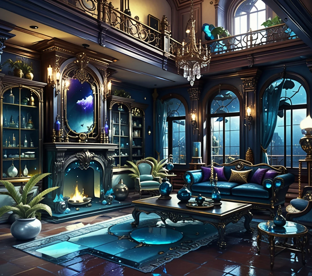 Diorama di casa di mercante fantasy con interno 3D a vista