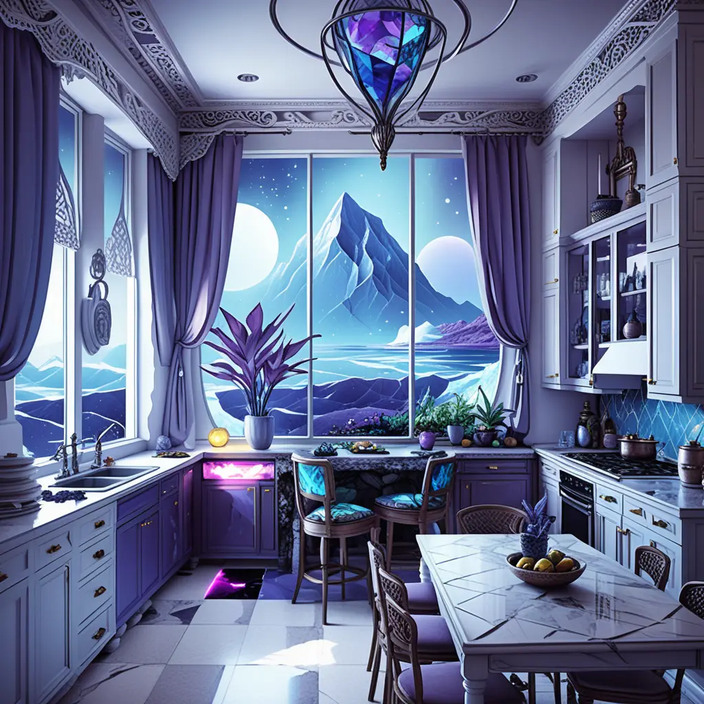 Isometrisches Miniatur-Esszimmerinterieur mit Schlafzimmer darüber