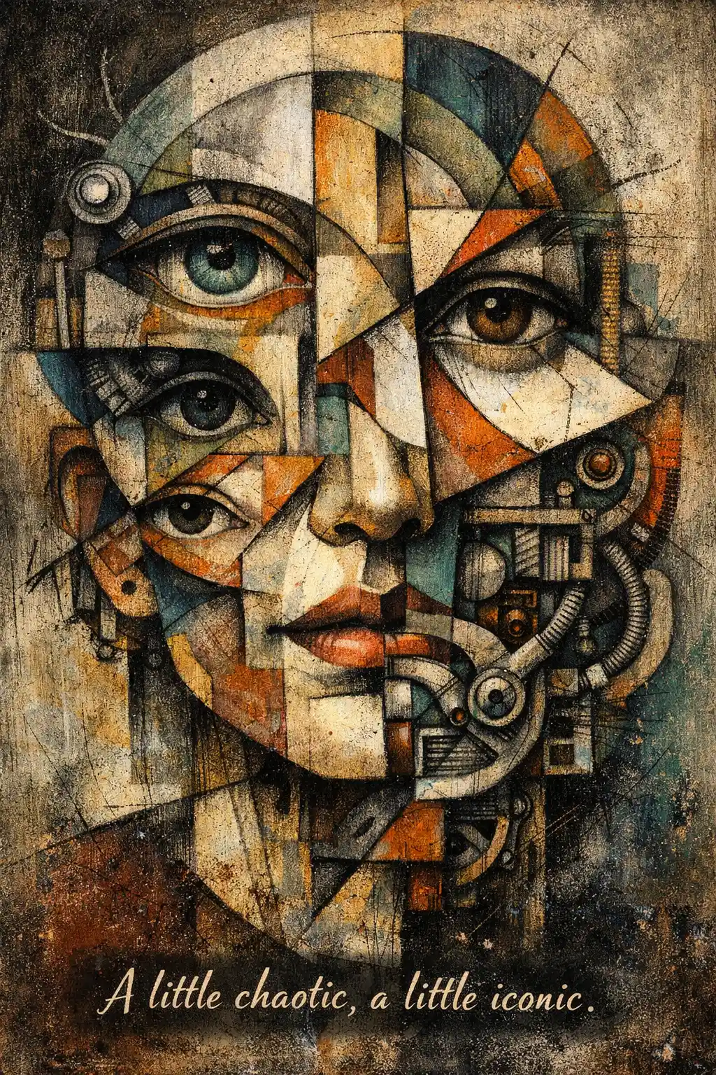 Fragmented Cubist Face In Harmonious Abstract Composition