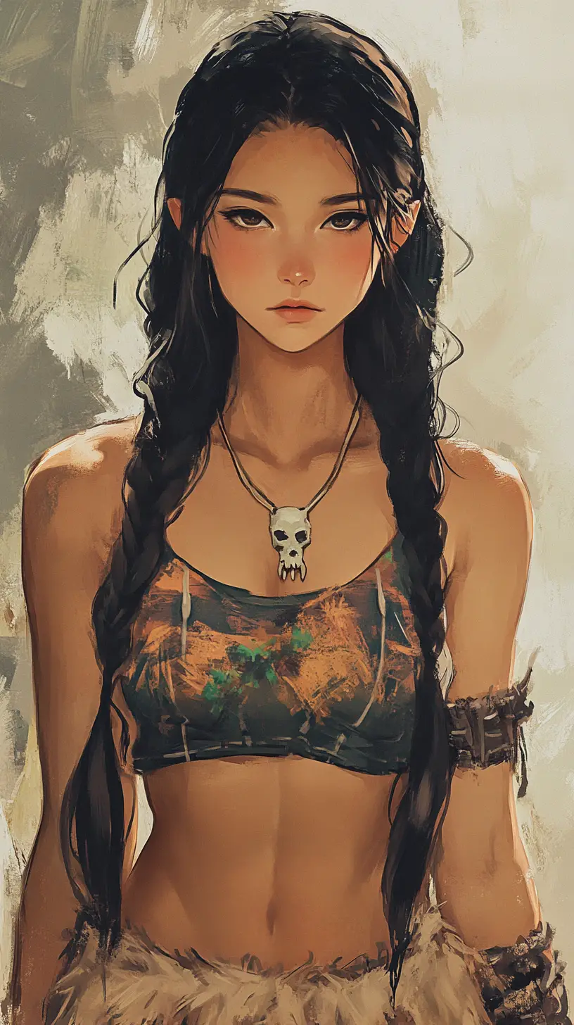 佩戴野性骨飾與利爪的強悍愛努少女