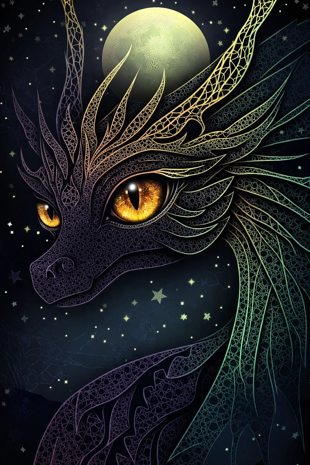 Close up view of a dragon eye with slit pupil