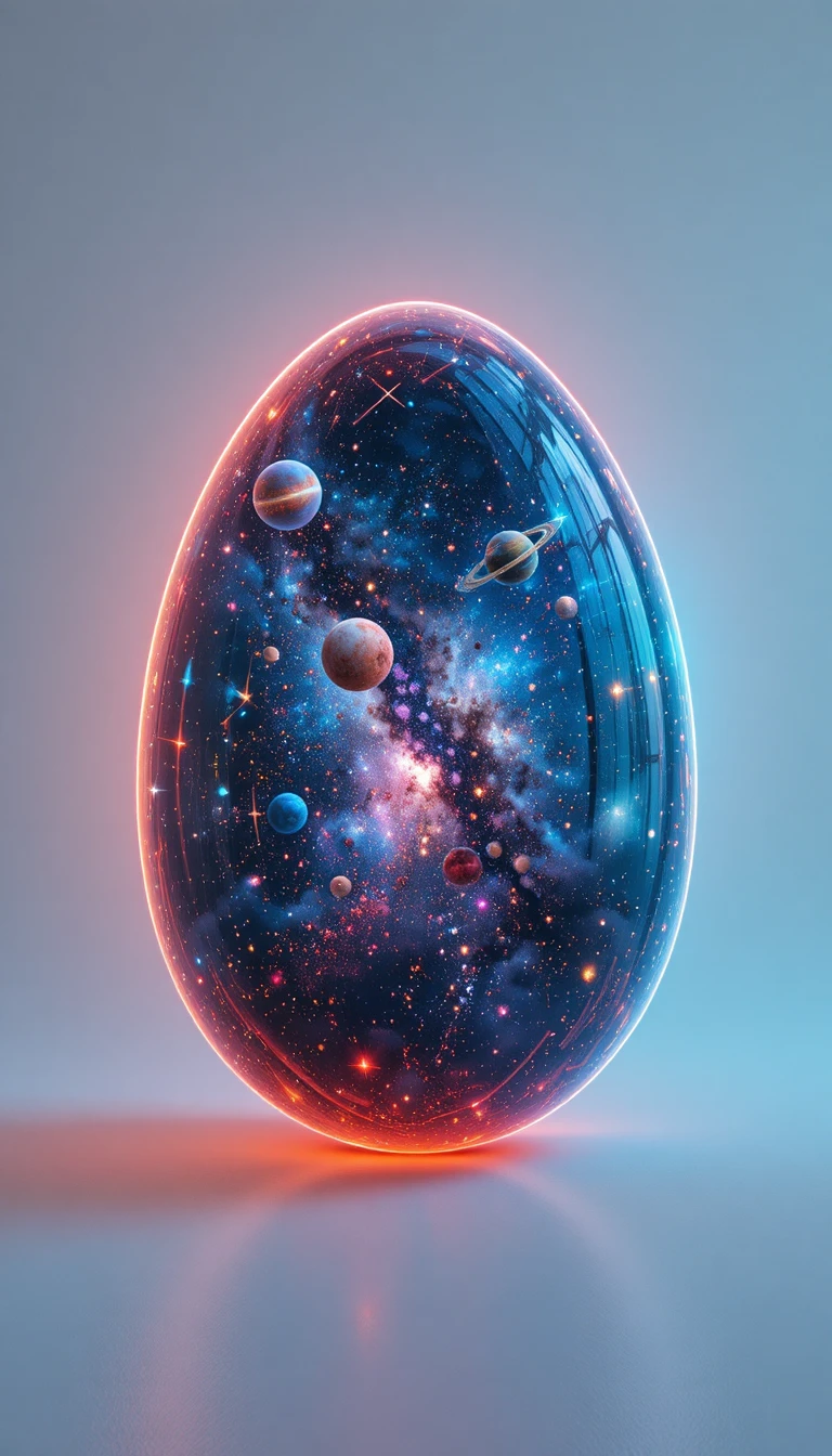 Giant neon Easter egg glowing against a clean white background