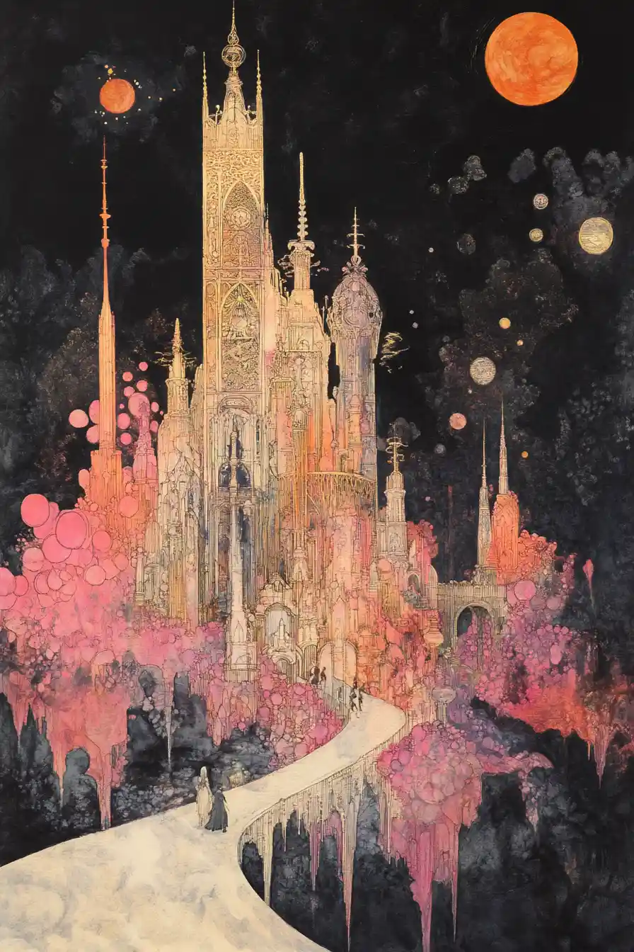 Adventurers Approach A Tower Drawn By A Mysterious Force