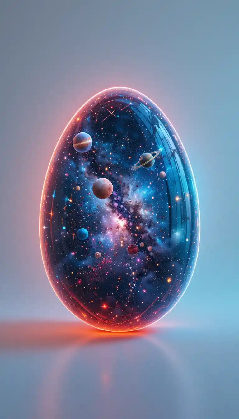 Giant neon Easter egg glowing against a clean white background