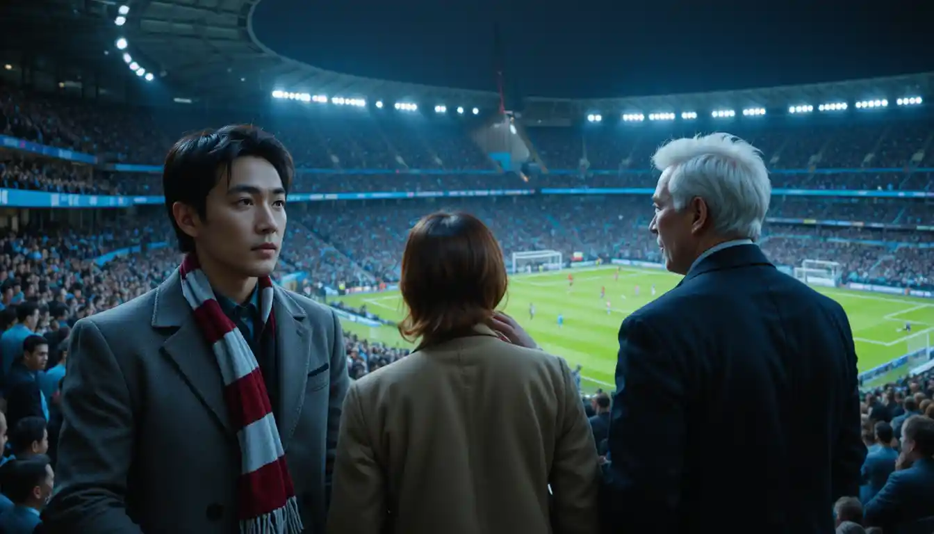 Fans in a packed stadium under bright night lights