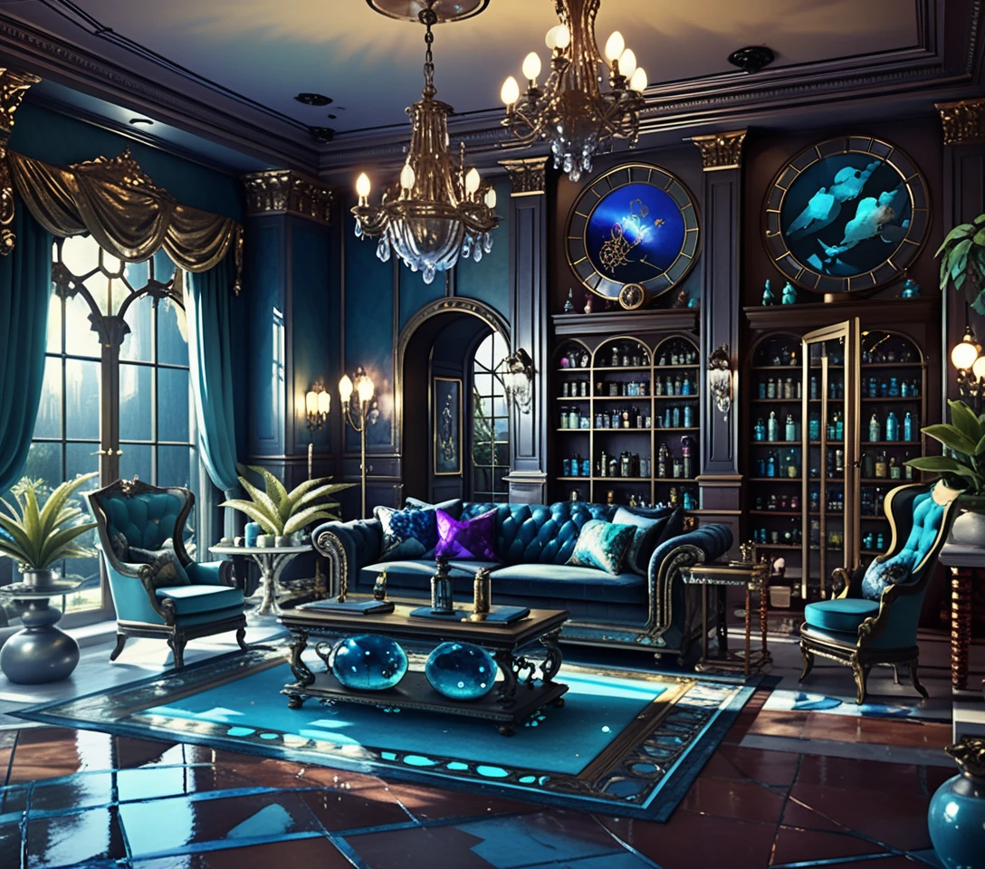 Fantasy miniature two story merchant house interior cutaway