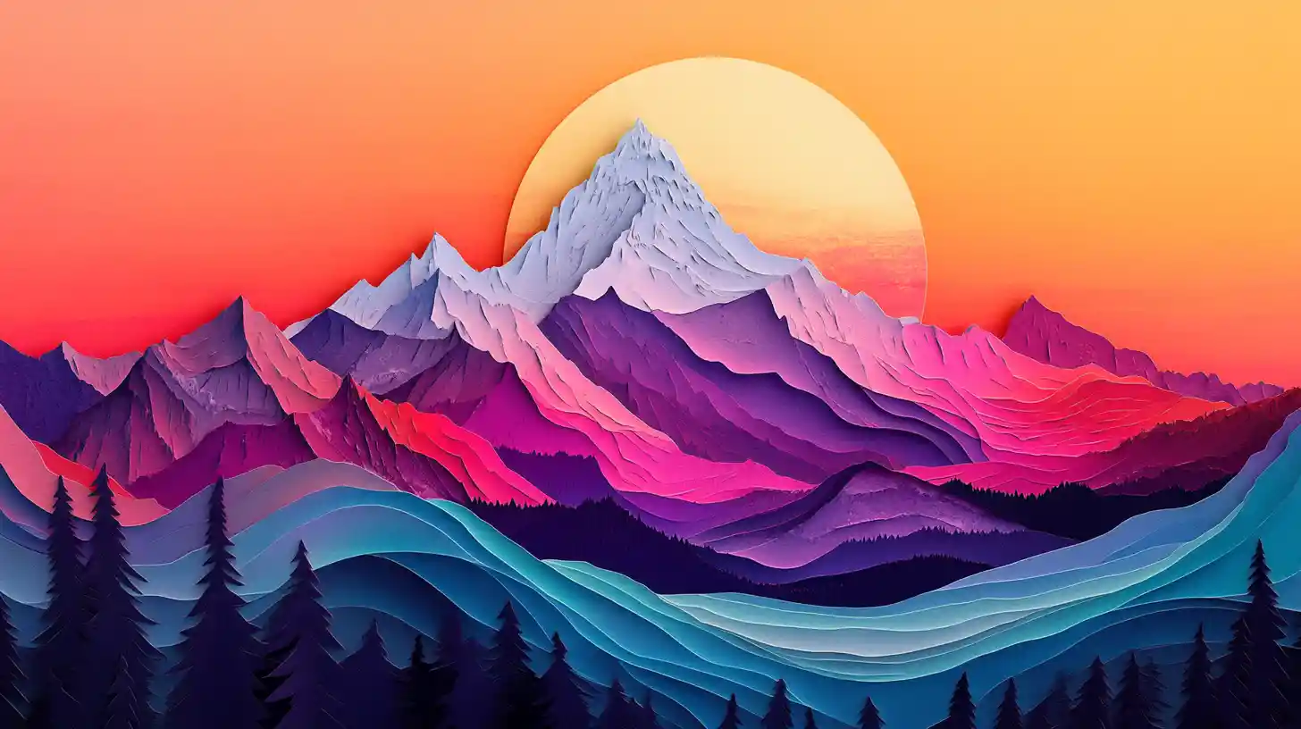 Mountain And Ocean Double Exposure At Vivid Sunset