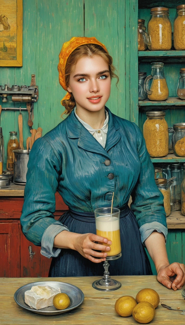 Sensual close up of woman in industrial milking hall