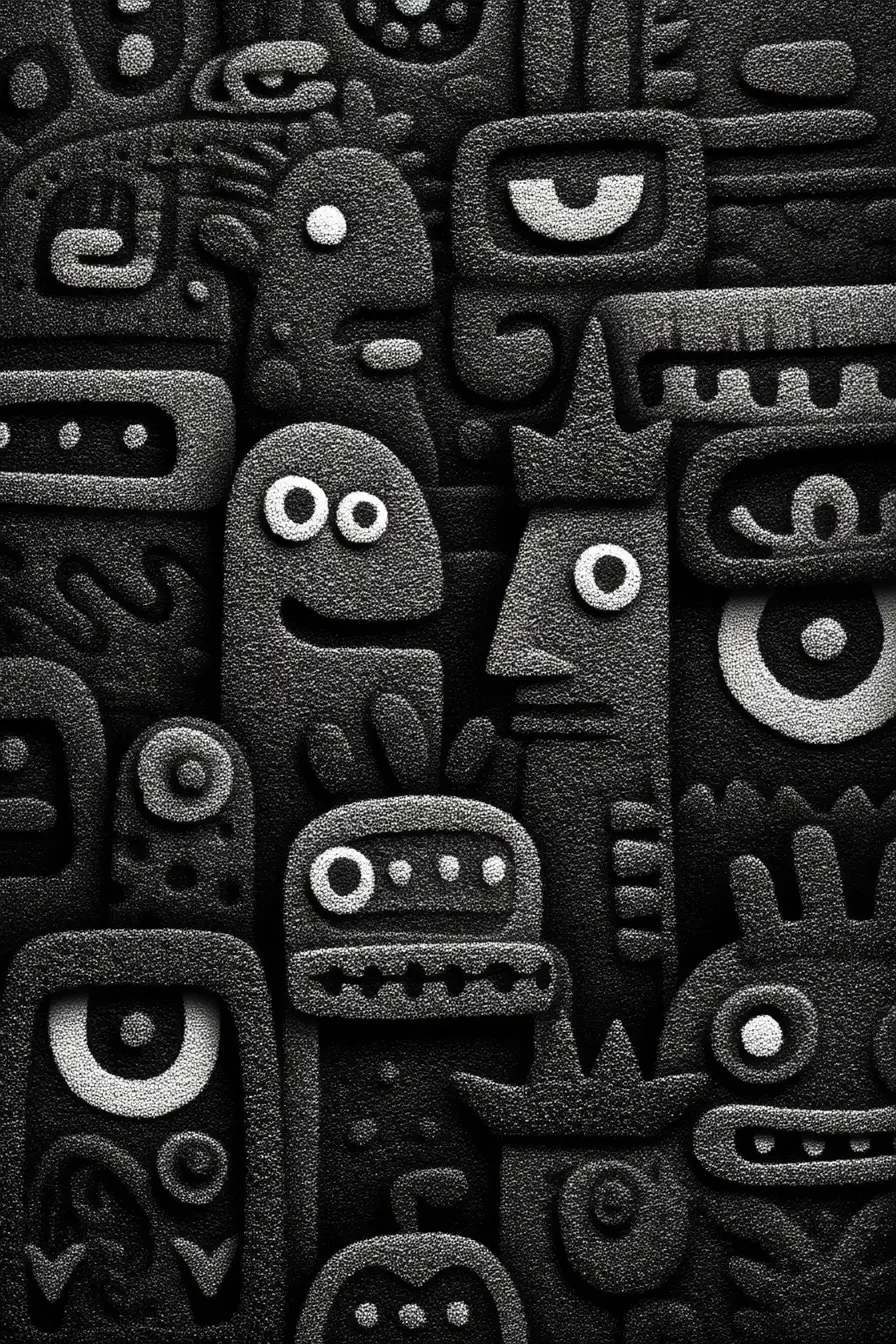 Opalescent zentangle drawing on pure black background wallpaper