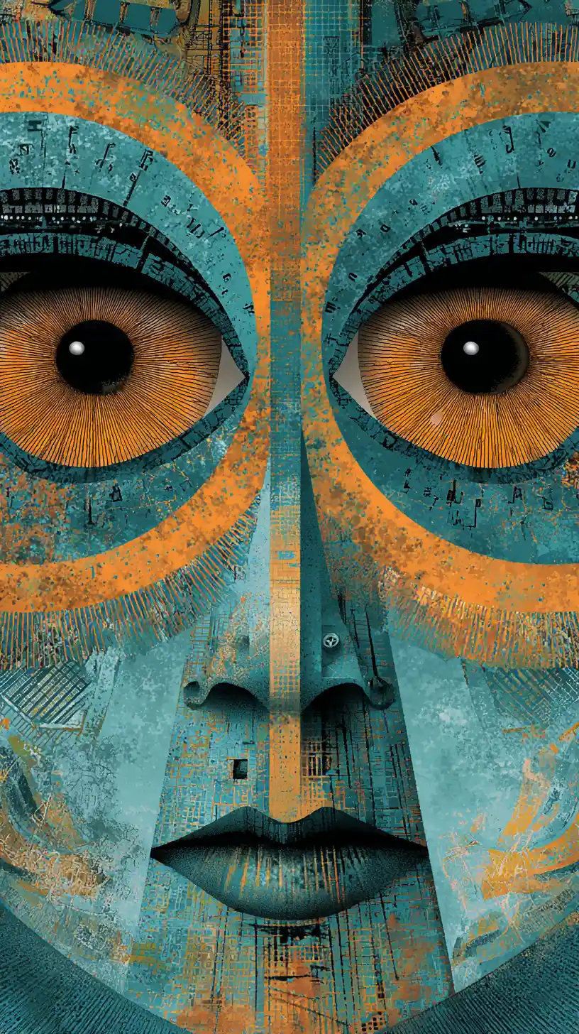 Big eyes like skies gazing through binoculars at opera