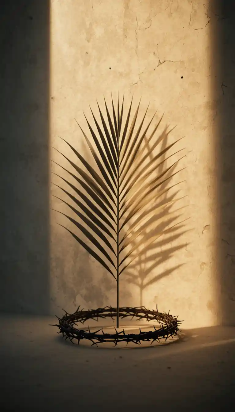 Palm Leaf And Crown Of Thorns In Dramatic Contrast