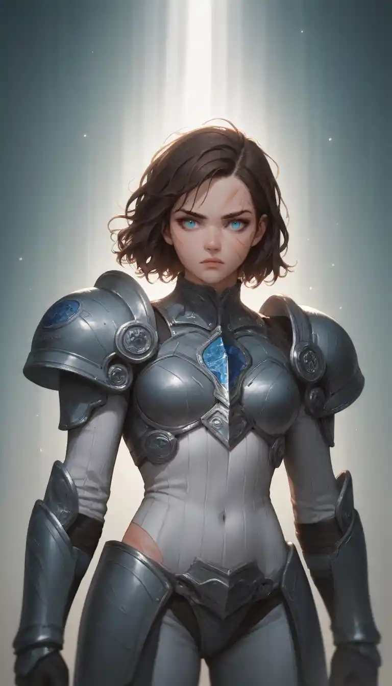Confident Anime Heroine In Sleek Armor In Public Setting