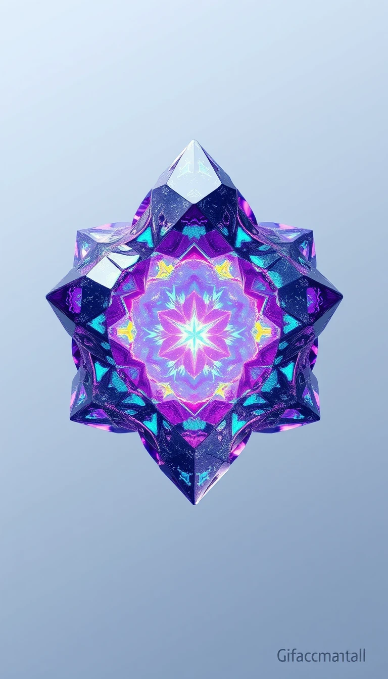 Glowing Alien Crystal Floating In Dark Outer Space