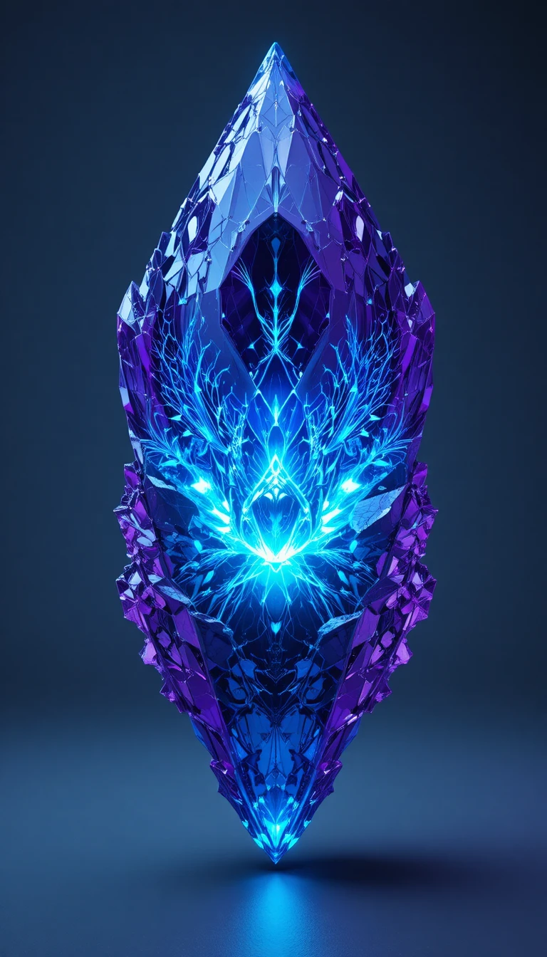 Glowing Alien Crystal Floating In Minimal Void Space