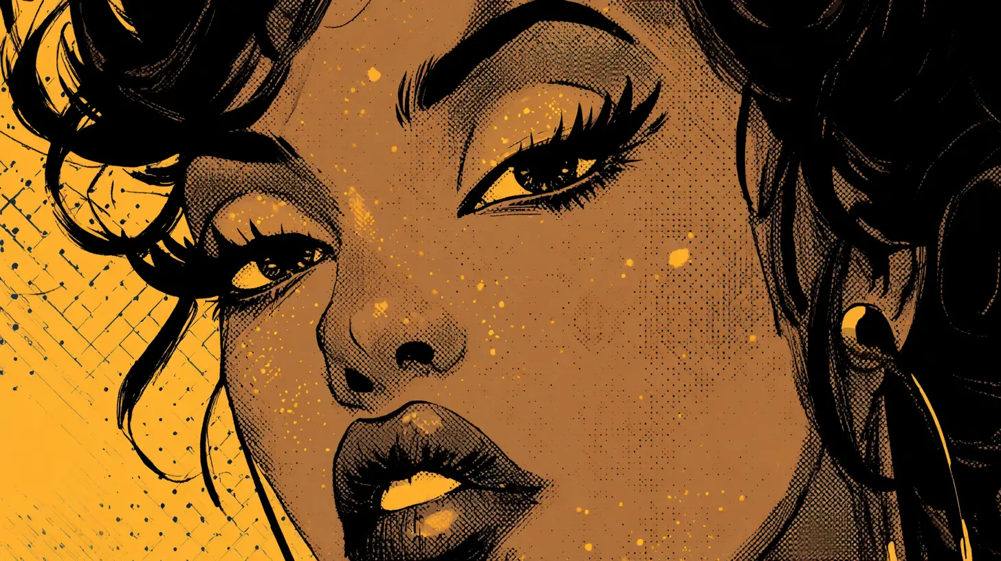 Glamorous beach woman in bold retro comic style