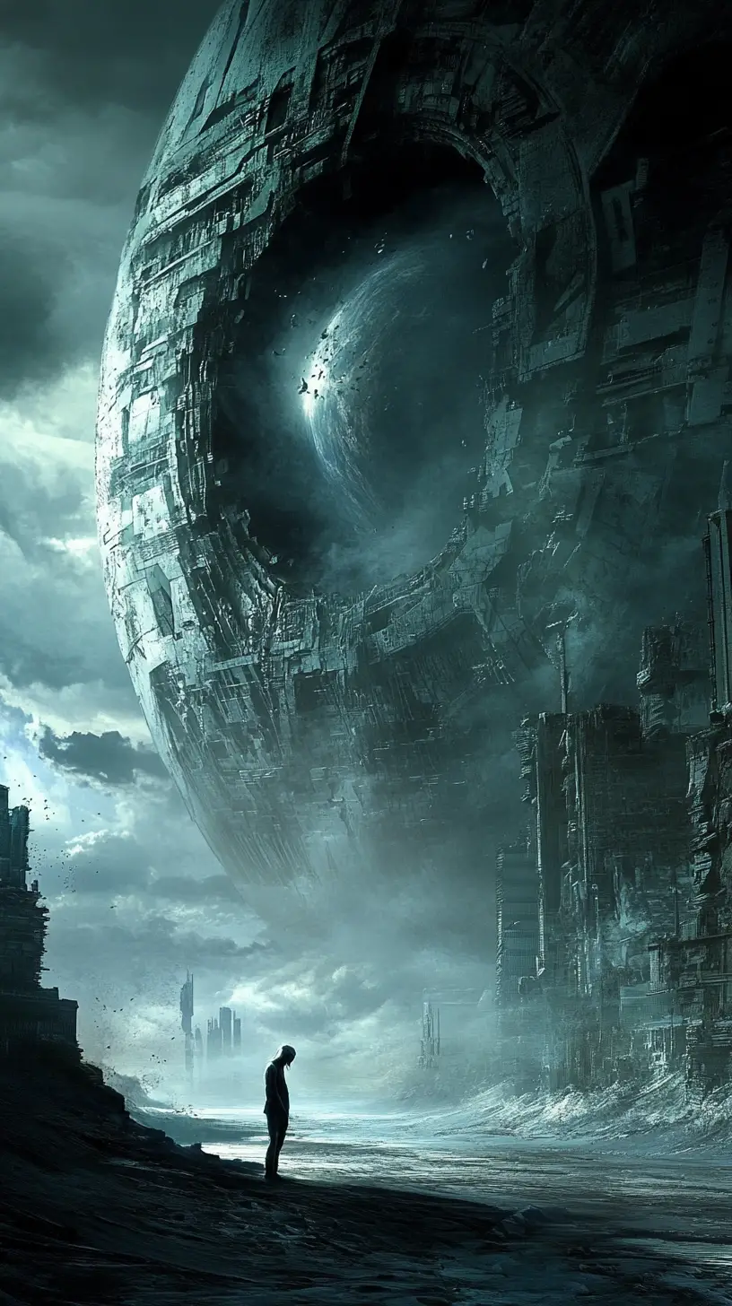 Gruppe futuristischer Hohepriesterinnen in einer dunklen Sci‑Fi‑Stadt