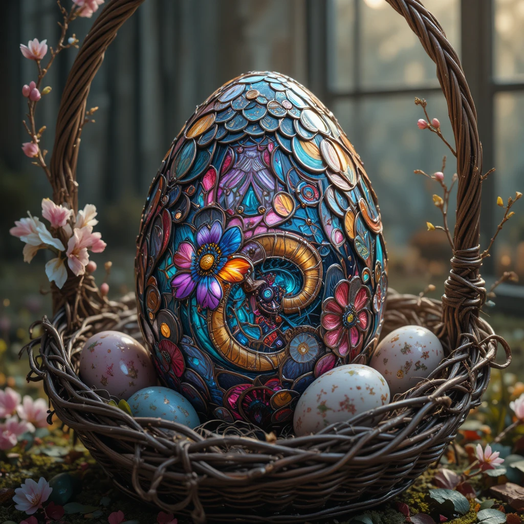 Intricate Easter Egg In An Ornate Baroque Basket