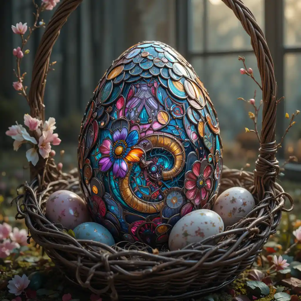 Intricate Easter Egg In An Ornate Baroque Basket