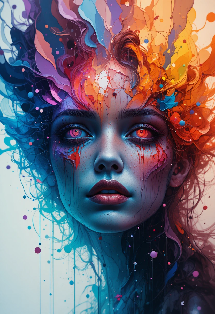 Colorful abstract vision of emotional anxiety in turmoil