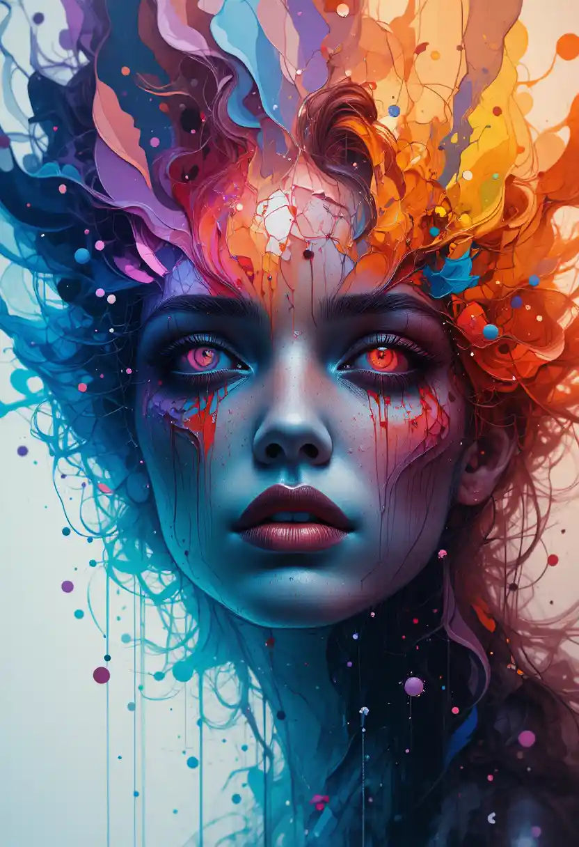 Colorful abstract vision of emotional anxiety in turmoil