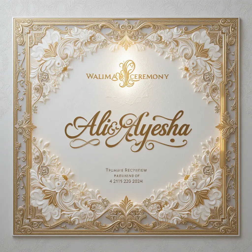 Elegante Walima-Einladungskarte in Elfenbein und Gold
