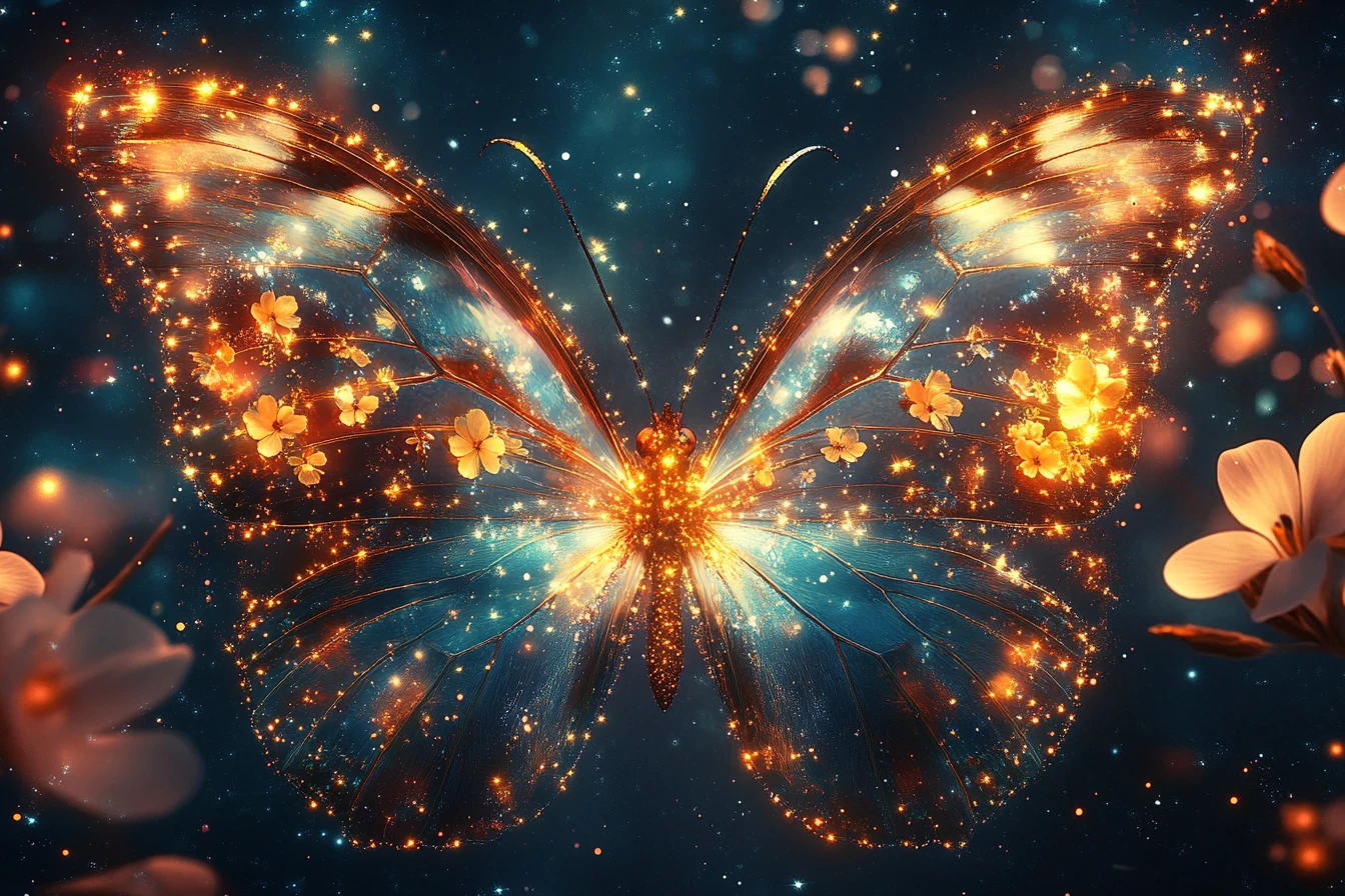 Butterfly Wings Divided Into Day And Night Worlds